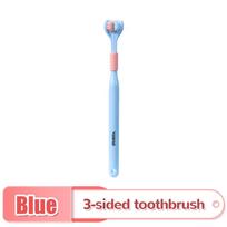 1PC 360 Degree Three-sided Soft Bristle Toothbrush Oral Care Safety Toothbrush Teeth Deep Cleaning Portable Travel Dental Oral Care mėlyna