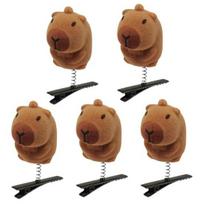 5 vnt. plaukų segtukai Animacinio filmo lėlė Capibara su akiniais nuo saulės pavasariniai plaukų segtukai dekoratyviniai plaukai 5pcs brown