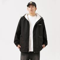 Double-sided Jacket Men's and Women's Autumn Hong Kong Style Hooded Jacket Trendy Brand Men's Casual Tooling Jacket S