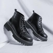 Fashion Thick Bottom Men's Motocross Boots Outdoor Men High Top Casual Shoes 2024 Men's Stylish Ankle Boots Male All-match Basic Boots 38 juoda