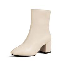 Madingi moteriški batai su užtrauktuku, tamprus vidurinis kulnas, didelio dydžio trumpi batai Madingi smailūs batai Botas De Mujer 2025 m. 35 beige
