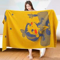 Large bath towel thickened soft absorbent no linting cute bath towel cotton wrap quick dry 70x140cm 70X140cm beige