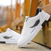 Fashion 2024 Men Casual Shoes Breathable Male Tenis Masculino feather Print Shoes Zapatos Hombre Sapatos Outdoor Flats Shoes Sneakers feet length 24.5cm balta