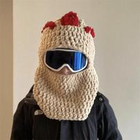 Nauja rankų darbo nėrimo kukurūzų skrybėlaitė, personalizuota juokinga tėvų ir vaikų vakarėlio skrybėlaitė Adult 57-59cm [does not include ski goggles] beige