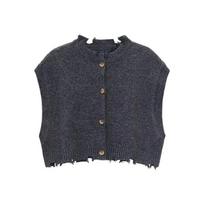 Women’s Sweater Grey Short Cardigan Knitted Vest Spring Autumn Korean Fashion Tops Vintage Clothing Y2k S