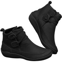 Fashion Autumn Casual Booties Women 2024Large Size 43 Leather Ankle Boots for Women Round Toe Women's Shoes Flat with Zapatos De Mujer 5 juoda