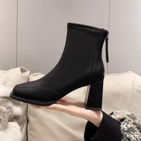 Fashion Very High Heels Fur Punk Style Booties Combat Female Short Shoes Heeled Women's Ankle Boots Black Leather Hot Pu Boot New Rock 35