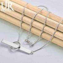 925 svarų sterlingų sidabro stačiakampis žiedas-karoliai Madingi vestuviniai papuošalai 45CM beige