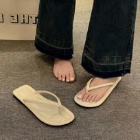 Fashion Summer 2024 Trend Flip Flops Casual Shoes Beach Flat Sandals Korean Fashion Woman Outdoor Slip on Slippers Solid Simple Footwear 35 smėlis