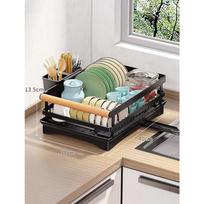 Dish Drying Rack Kitchen Sink Organizer Tableware Storage Shelf Sink Sponge Towel Holder Bowl Dish Draining Kitchen Accessories gray