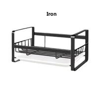Stainless Steel Holder Sponge Sink Kitchen Rag Racks Black Silver Drain Tray Stand Storage Cleaning Rack Brush Soap Organizer
