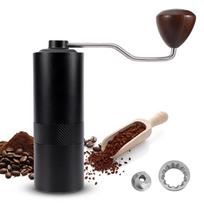 Rankinis kavos pupelių malūnėlis su ergonomiška medine rankena, 6 šerdžių kūginis girnas, skaitmeninis malimo laipsnis Stainless steel burr juoda