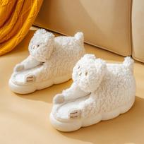 Fashion Size36-45 Hug Dog Slippers Girls Fluffy Warm Slide Slipper Female Cuddle Animal Flat Shoes 2024 Ins Hot Thick Furry Slippers CN 36-37
