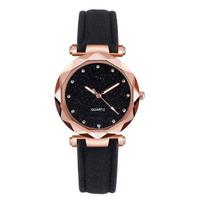 Korean Watch fashion Ladies Leather Strap wristwatch Rose Gold Rhinestone Female Quartz  Unique juoda