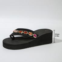 Fashion Women's slippers with herringbone sloping bottom and gemstone edging 2024 summer outdoor leisure lightweight women's slippers 42 juoda
