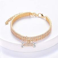 Jewelry Puppy Accessories Zircon Bone Dog Chain Cat Jewelry Dog Necklace Pet Supplies Pet Collar auksas