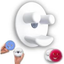 1pc Sponge Holder Suction Cup Smiling Face Sponge Holders  Kitchen Sink Bathroom white