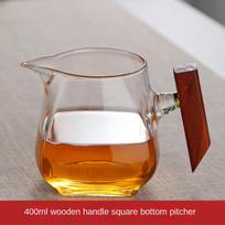 Karščiui atsparus stiklinis Gongdao puodelis su stora medine rankena, arbatinukas su infuzoriumi arbatai puodelyje, integruotas arbatos sietelis, virdulys, baras white