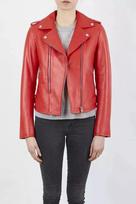 Women Red Street style Motorcycle Jacket 100% Soft Lambskin Slim Fit Biker Coat XS raudona