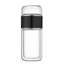 Stiklinis arbatos infuzinis butelis, dvisluoksnis izoliacinis nešiojamasis kelioninis arbatos virimo aparatas su filtru 300 ml nepralaidus gėrimo puodelis, skirtas namų biuro lauko veiklai 300ML juoda
