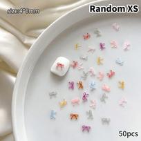 50Pcs Resin Bow Nail Charm Bulk Mix Size 3D Ribbon Bowkont Mini Kawaii Nail Art Accessories Diy Cute Nails Decorations XS
