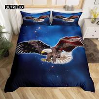 Eagle Duvet Cover Set Wildlife Eagle Patriot United States Flag Comforter Cover Kids Teen Boys Animal Twin Polyester Quilt Cover EU single(135x200cm)