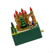 Cartoon Music Box in Wood, Desktop Decoration for Graduation Events Green Castle