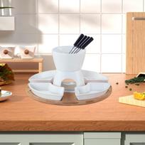 Bamboo Tray Included Fondue Set for Cheese and Chocolate white white