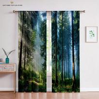 Window Blinds Curtains for Living Room, Forest Jungle Tree, Natural Scenery, Landscape, Thin, Waterfall, Kitchen, Bedroom, W50X130H(CM)X2PCS&Grommet Top