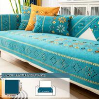 1pc Bohemia Chenille Sofa Cover, Geometric Embroidery Sofa Slipcover Non Slip Couch Covers, Furniture Cover, for Bedroom Office Living Room Home Decor 1 Seat (70×70cm) žalia
