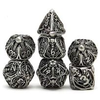 Hollow Metal DND Game Dice Numbers 7Pcs Set for Dungeons and Dragons RPG MTG Table Games D&D Pathfinder Shadowrun and Math Teaching (with Metal Case) varis/raudona