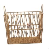 Desktop Storage Basket Sundries Organizer Decorative with Handle Woven Paper Rope brown