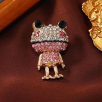 Cartoon Big Mouth Frog Brooch Funny Full Diamond Animal Pin Female Cute Winter Sweater Accessories Bag Buckle
