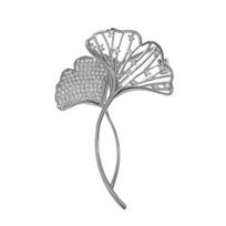 Ginkgo Biloba Diamond Pearl Pin Brooch Temperament Dual-Purpose Anti-Light Clothes Accessories sidabras