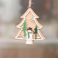 Kalėdiniai papuošalai Medinis tuščiaviduris Kalėdų eglutės pakabukas Penkiakampė žvaigždė varpelis Sniego senelis Ornament Festival Namų dekoras 10*8.5cm gray