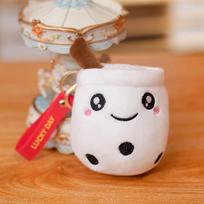 Kawaii Bubble Tea Keychain Soft Plush Toy Keychain Stuffed Boba Doll Cute Backpack Decoration Best Birthday Gifts for Girls brown