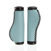 Mountain Bike Retro Lock Grip Anti Slip PU Leather Hand Sewn Bicycle Anti Slip Cover Road Bike Handle Cover bianqi gray