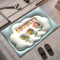 3D Flower Diatom Mud Floor Mat Absorbent Pad Cute Cartoon Bathroom Door Mat Toilet Foot Pad Three-dimensional Expansion Cushion 40 * 60Cm pink