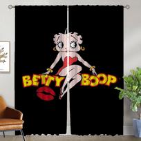 Pertvara Betty Boop tiulis miegamojo užuolaidoms, vaiko kambario, namų interjero užuolaidos, 2 vnt., langų užuolaidų atspalviai, svetainė W50xH70cmx2pcs-CL white