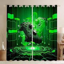 2 Panel Black Video Game Controller Printed Curtain for Boys Children Bedroom Gaming Room Blinds Window Grommet Top cortinas Milled cotton fabric&Grommet Top