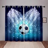 Football Field Shiny Lights Curtains Football Lovers Home Decor Curtains 2 Panel Living Room Bedroom Den Kids Room Decor 50W130H(CM)X2PCS&HooK black