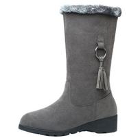 Winter New Women's Mid-tube Boots Snow Boots Thick-soled Martin Boots Thickened Plus Cashmere Cotton Shoes 37 tamsiai pilka spalva