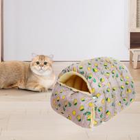 Katės gultas urvas miegmaišis minkštas patogus šiltas slėptuvė uždaras namelis augintiniui katėms Lemon L beige