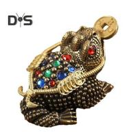 Žalvarinė Rupūžės Figūrėlė Vintažinis 3 kojų Auksinės Rupūžės Modelis Mini Cirkonio Varlė Metalo Statulėlė Gyvūno Skulptūra Feng Shui Darbalaukio Dekoracija Ornamentas S beige