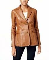 Stylish Blazer New Formal Party Women Lambskin Designer Handmade Brown Leather S gelsvai ruda