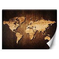 Wallpaper World map on wood 100x70 ruda