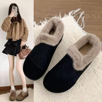 Soft Soled Retro Shoes with Plush Insulation, Burkon Cotton Shoes, Hairy Shoes for Women's Outdoor Wear 36