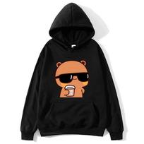Couple Hoodies Bubu Is Watching Movie With Dudu Plus Size Sweatshirt Cartoon Kawaii Print Pullover Harajuku Men Women Sudaderas S