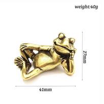Mini Retro Lucky Brass Animal Frog Statue Desk Ornament Cute Home Office Desk Exquisite Decorative Sculpture Pocket Hand Toy ARI