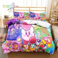 3D Spausdintas Kawaii Animacinis Kirbys Patalynės Komplektas Viengulis Twin Pilnas Karalienės Karaliaus Dydžio Lovos Komplektas Suaugusiųjų Vaikų Miegamojo Patalynė Dovana 70x133cm 2pcs beige